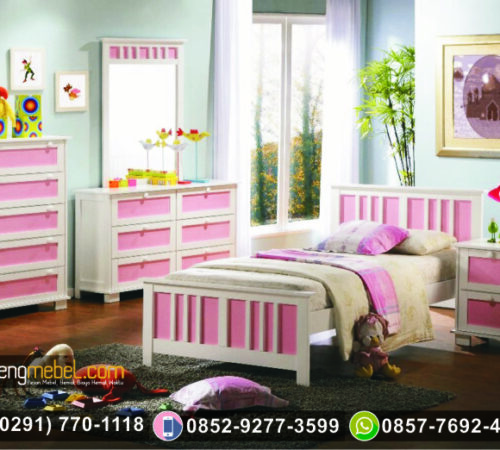 Tempat Tidur Anak Minimalis Tingkat Duco Pink